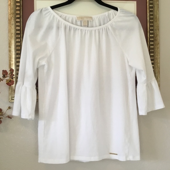 Michael Kors White Blouse 3/4 length belll sleeves - Picture 11 of 12